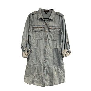 SpoonJeans Denim Chambray Button Down Dress Size Medium